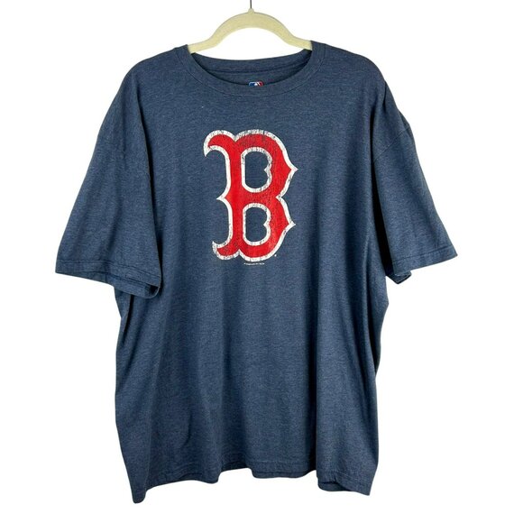 MLB Boston Redsox T Shirt Men Unisex 2X Navy Blue Ringspun Soft Short Sleeves - Picture 1 of 6